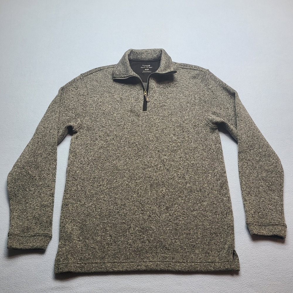 Haggar Quarter Zip Pullover Mens Small Grey Excellent Cool 18 Pro Marl Sweater